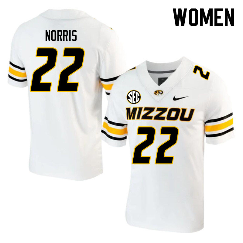Women #22 Will Norris Missouri Tigers College 2023 Football Stitched Jerseys Sale-White